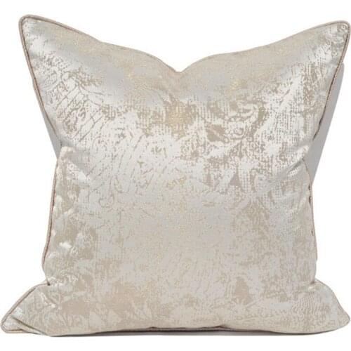 American Classical Style Cushion Case 45*45cm/50*50cm Sofa Beige Satin Jacquard Decorative Pillow Cover Bedroom Bed Art Decor