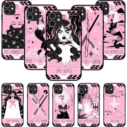 The Lovely Omens Tarot Deck For iPhone 11 12 8 Plus Mini Pro X XR XS Max 4 5 7 6 6S 8 SE Phone Case Black Cover Prime Art