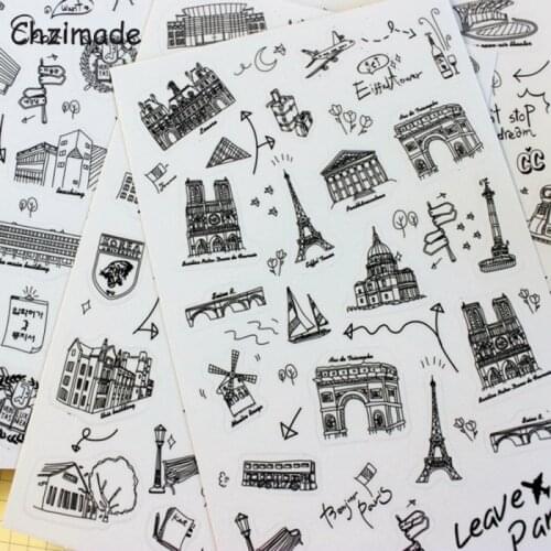 Chzimade 12Pcs Travel All Around The World Decorative Washi Stickers Scrapbooking Stick Label Diary Stationery Album Stickers