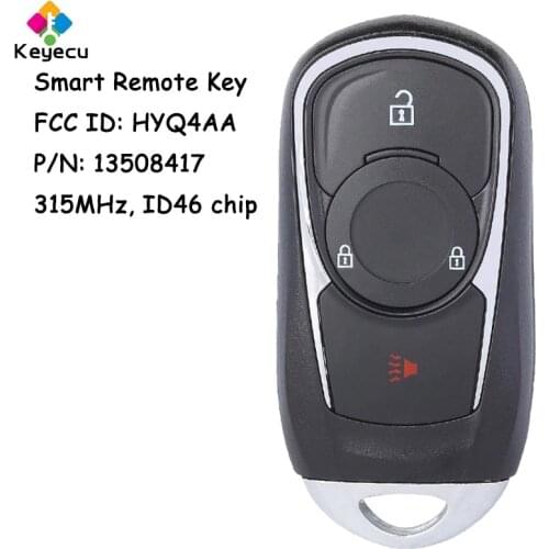 KEYECU Smart Promixity Remote Control Car Key With 4 Buttons 315MHz - FOB for Buick Encore 2017 2018 2019 FCC: HYQ4AA, 13508417