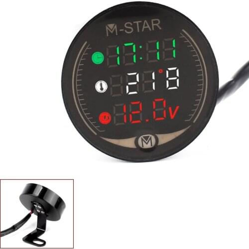 For Yamaha mt-10 FZ07 FZ09 FZ6R FZ8 fz 1 09 6 fzr 400 Motorcycle Voltmeter Time Temperature LED 3-in-1 LED Digital Voltage Meter