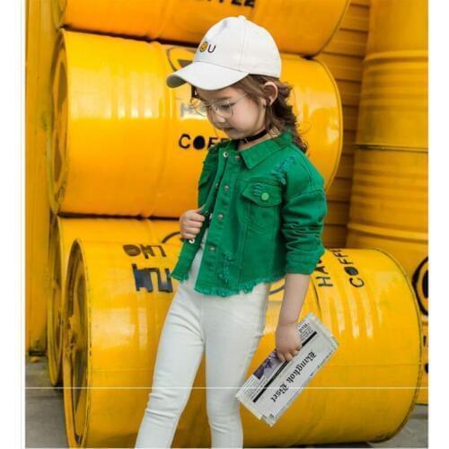 Girls Denim Jackets Coats Fashion Children Outwear Embroidery Sequins Childrens Clothing Spring Autumn Kids Jean Jacket 2-7Yrs