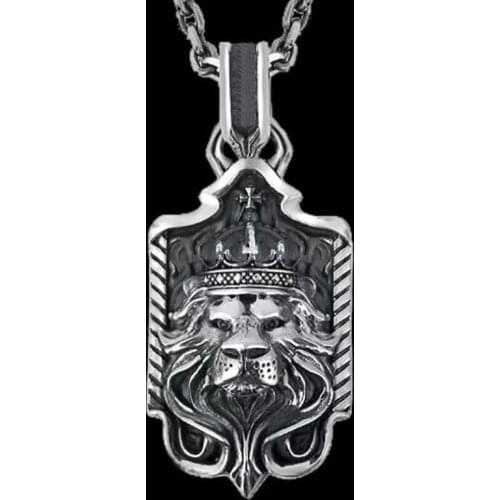 Punkboy Hot Sale Viking Cool Mens Domineering Crown King Lion Head Animal Shield Pendants Necklaces for Party Fashion Jewelry