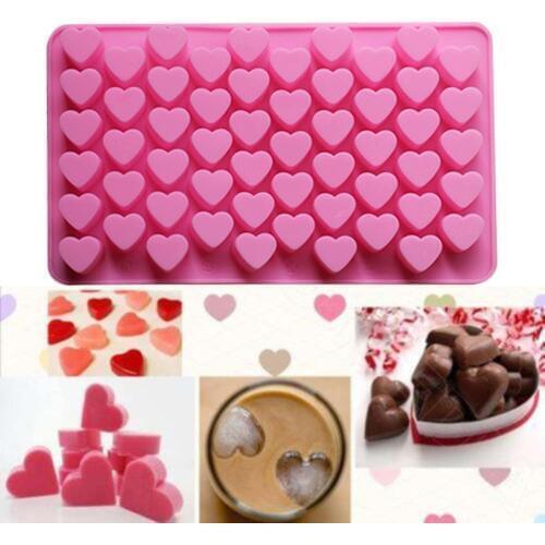 55 Holes Mini Heart Silicone Cake Mold Chocolate Fondant Jelly Cookie Muffin Ice Mould Flexible Moulds Cupcake Bake Tools D561