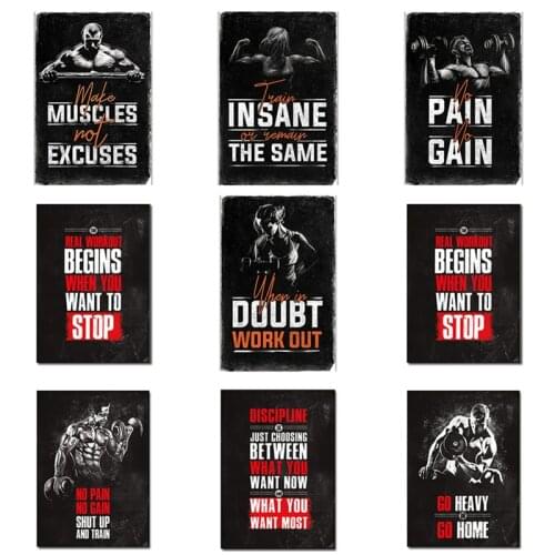 Bodybuilding Motivational Quote Silk Canvas Paintings Gym Room Fitness Sports Poster and Print Wall Art Picture for Home Decor