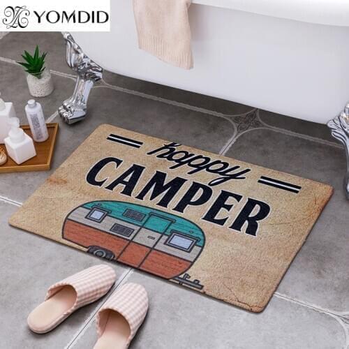 Cartoon Camper Carpet Indoor Entrance Doormat Bathroom Bath Floor Rugs Absorbent Mat Anti-slip Kitchen Rug for Home Decorative