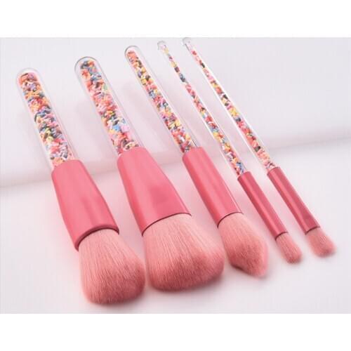 New 5pcs Candy Unicorn Crystal Makeup Brushes Set Make Up Tools Foundation Powder Blusher Highlighter Eyeshadow Blending Brush