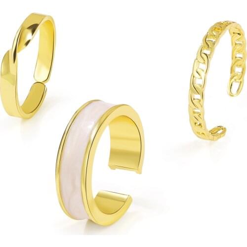 2021 New Gothic Style Three Piece Opening Rings for Woman Fashion Korean Jewelry European and American Wedding Party Sexy Ring