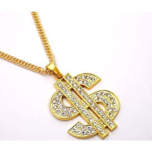 2020 Popular accessories in Europe and America hip hop hiphop exaggerated dollar Necklace Dollar Sign Pendant