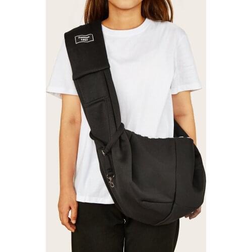 Dog Cat Sling Carrier, Adjustable Padded Shoulder Strap, with Zipper Pocket for Outdoor Travel