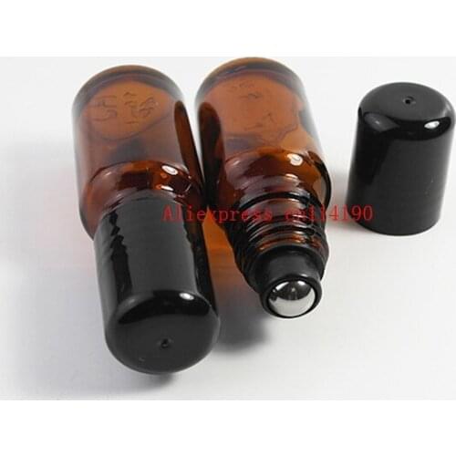 Useful 10ml amber roll on roller bottles for essential oil roll-on refillable perfume bottle deodorant containers with black lid