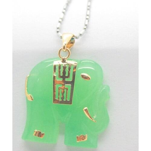 Selling jewerly >Fashion green gem Elephant Unisex Pendant and Necklace +Free Chain>free shipping