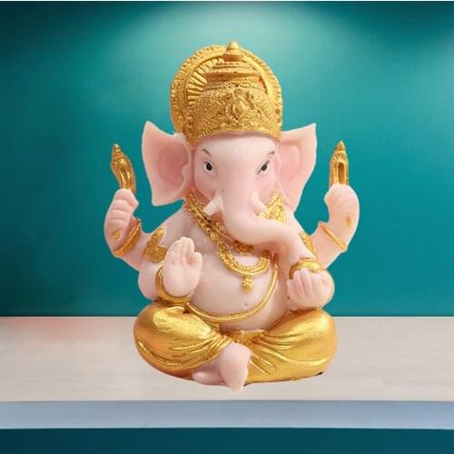 Rare Resin Lord Ganesha Figurine India Elephant God Buddha Statue Living Room