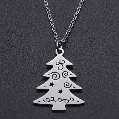 Christmas Tree Stainless Steel Charm Necklace for Women Dainty Steel Necklaces Dropshipping Wholesale Accept OEM Order