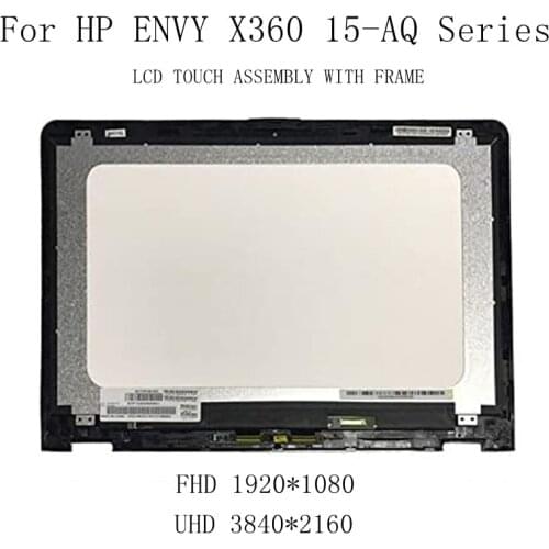 For HP ENVY X360 15-AQ Series 15-aq001nx 15-aq002ng aq003ur aq055na 15.6" FHD IPS LCD Touch Screen Digitizer+Frame assembly