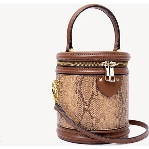 OUSSON New Design Cylindrical Leather Tote Handbag Exquisite Female Retro Crossbody Box Bag For Woman