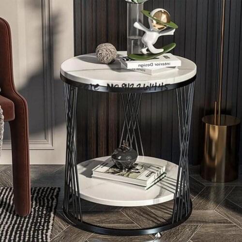 Light Luxury Marble Side Table Sofa Side Cabinet Corner Table Balcony Small Tea Table Nordic Side Corner Cabinet Living Room Sim