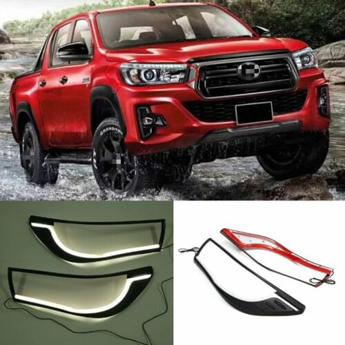 LED DRL Daytime Running Light Headlight Lamp Trim Cover Fit For Toyota Hilux Revo 2015 2016 2017 2018