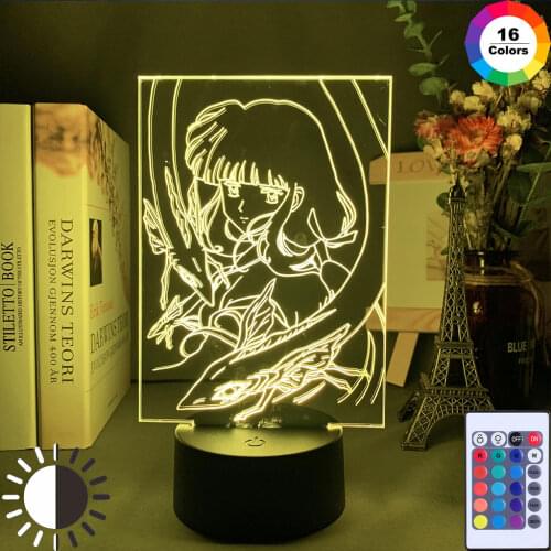 Anime Inuyasha Kikyo Figure Girl Led Night Light for Dorm Decor Nightlight Cool Birthday Gift for Child Kids Bedroom Night Lamp