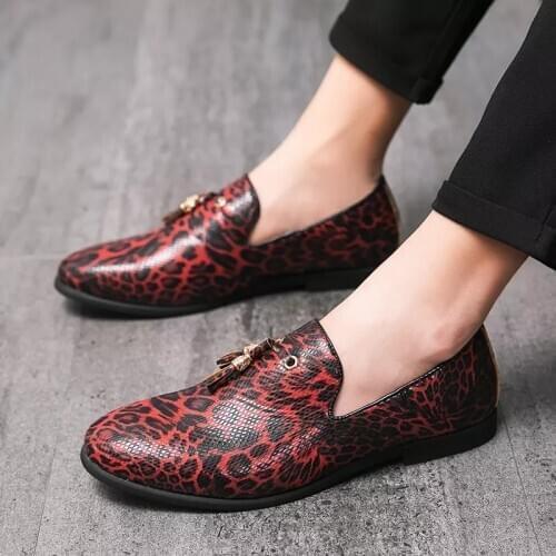 New Arrival British Mens Gentleman Leopard Tassel Pattern Oxford Formal Wedding Prom Homecoming Shoes Zapatos Hombre Vestir