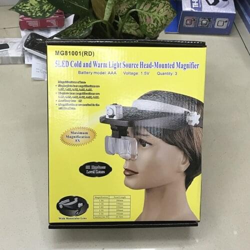 Head-mounted Magnifying Glass with 5LED Lights Multiple Combinations of Magnifications Reading Newspapers for The Elderly