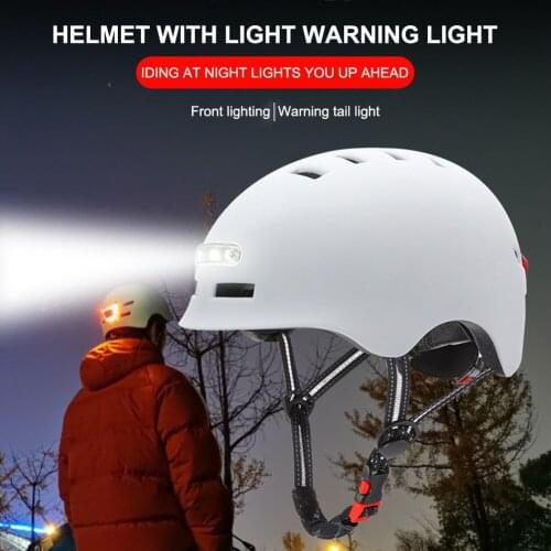 Mountain Bike Lighting Helmet Motor Bicycle MTB Bike Safety Cycling Helmet with LED Safety Warning Light for Men Women
