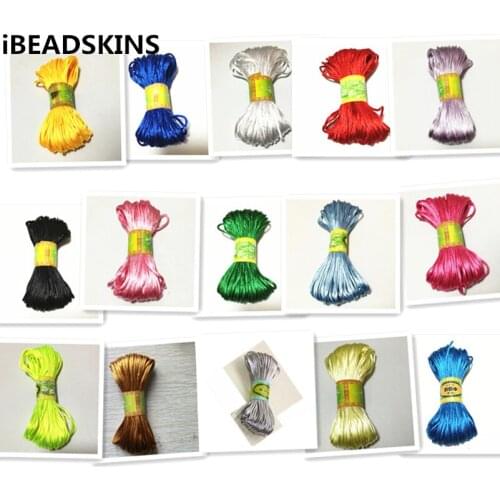 Choose color) 6Rolls/lot 2mm 20m/roll String polyester Jewelry Ropes Chinese Knot Line Beading Wire for Jewelery Finding