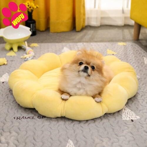 WOFUWOFU Sun Flower Cat bed Kennel Club Dog Bed for Small Pets, Puppies and Cats, Washable Bolster Walls
