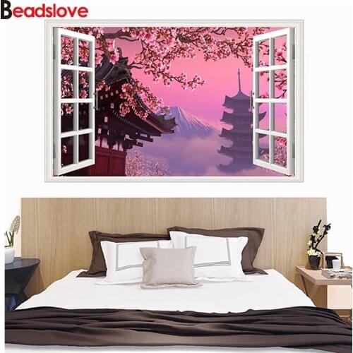Japan cherry tree Diamond Embroidery Diamond Mosaic sale DIY Diamond Painting window scenery Full 5D Square/Round Rhinestone