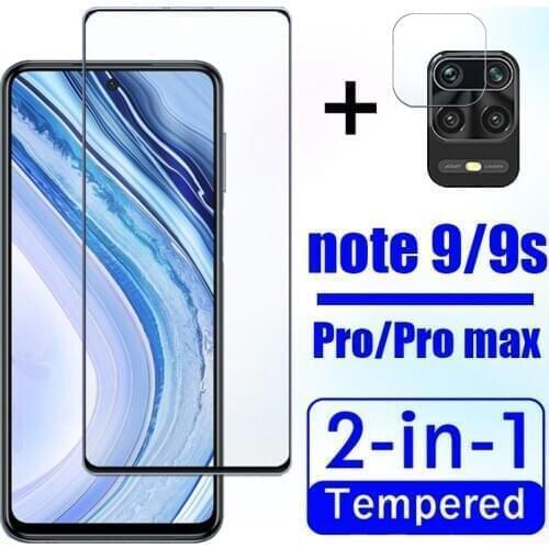 2in1 protective glass for Xiaomi redmi note 9 pro screen protector ksiomi radmi note9 9s not 9pro max cam with camera lens glas