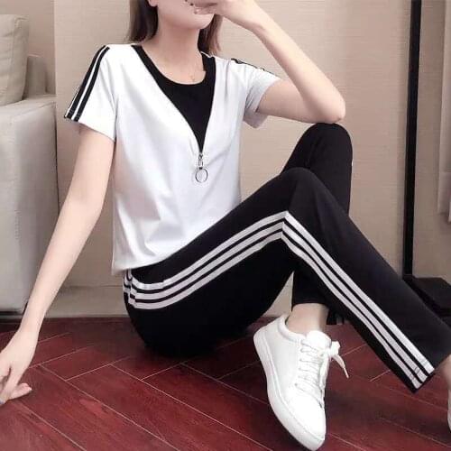 Ladies' New Spring Leisure Sports Suit, Summer Loose Korean Version, Thin Two-piece Womens Pants Suit