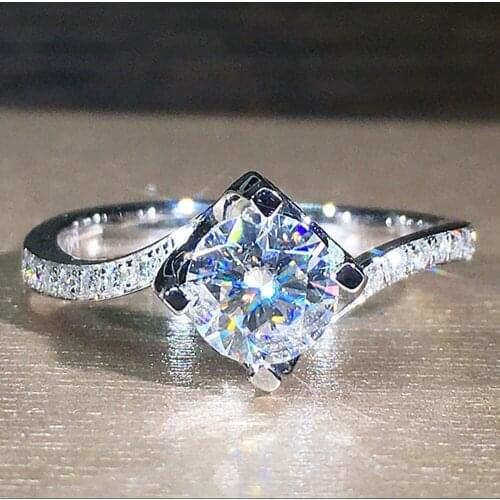 14K Au585 White Gold Women Wedding Party Engagement Ring 1 2 3 4 5 Carat Round Moissanite Diamond Ring Heart Trendy Classic Gift