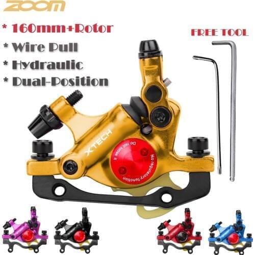ZOOM xtech HB100 MTB Hydraulic Line Pulling Disc Brakes Set 160mm 140mm 180mm Scooter Bike Calipers G3 HS1 Rotors Bicycle Parts