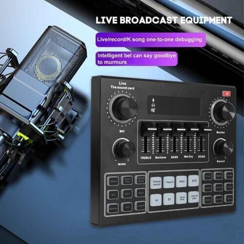 V9 Audio Studio Sound Card 3.5mm Microphone Headset Live Broadcast Bluetooth Sound Adapter for Phone Computer