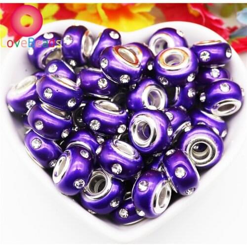 10Pcs Rhinestone Round Crystal Beads Big Hole Spacer Beads for Jewelry Makings DIY Fit Pandora Bracelet Necklace Wholesale Bulk