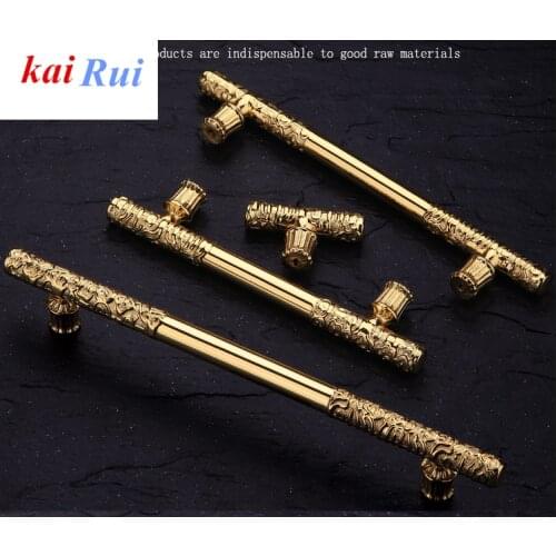 160 192mm Modern fashion luxury creative K gold wardrobe kitchen cabinet door handle bright gold solid cupboard drawer knob pull