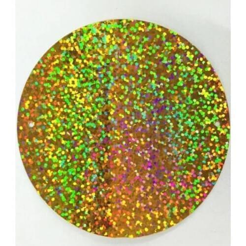 20pcs Large Round Sequins 80mm PVC Flat Paillette Hologram Decoration Crafts 2 Side Hole Laser Gold
