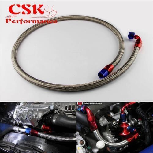 63" 10AN Nylon Steel Braided Oil Fuel Line Oil Cooler Relocate Hose Kit Black / Silver