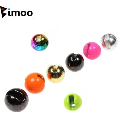 Bimoo 20PCS 2.5mm 2.8mm 3mm 3.5mm Slotted Tungsten Beads Jig Nymph Fly Tying Material Gold Silver Black Orange Pink