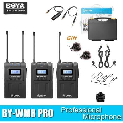 BOYA BY-WM8 Pro UHF Wireless Lavalier Microphone System for iPhone 8 Video Interview Broadcast Canon Nikon DSLR Camera Camcorder