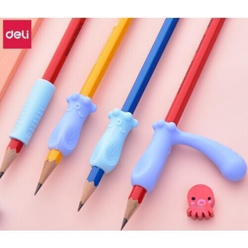 Deli Pencil Grip Material Escolar 20packs Cute Silicone Pencil Holder Grippy Kids Writing Corrector Kawaii School Supplies