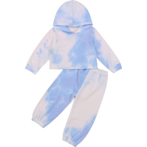 OPPERIAYA Baby Hooded Long Sleeve Sweatshirts Trousers Tie-dye Printing Casual Style Loose Version Autumn Spring Cotton Clothing