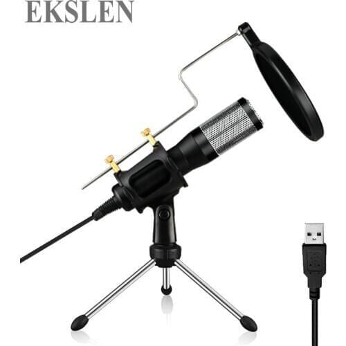 EKSLEN Metal USB Condenser Recording Microphone For Laptop Live Broadcast Cardioid Studio Recording Vocals Voice Over YouTube