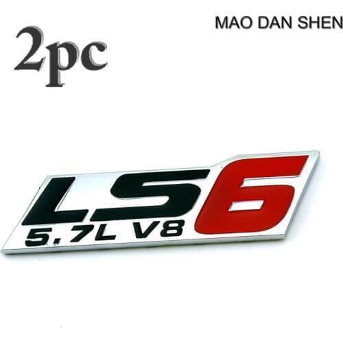 2xLS6 5.7L V8 Emblem Car styling Engine Hood Trunk Badge Sticker Fit For Cobalt Silverado