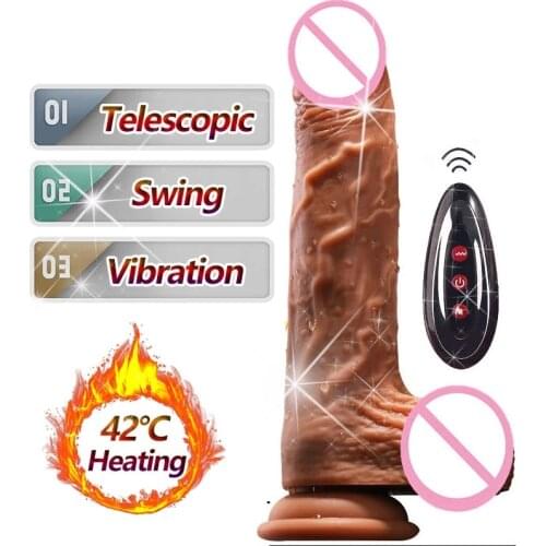 Thrusting Dildo Vibrators For Women Heating Huge Dick Swing Telescopic Big Dildos Real Penis G-spot Vagina Clitoris Stimulation