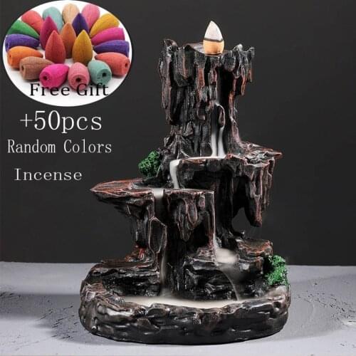 Mountains River Waterfall Incense Burner Fountain Backflow Aroma Smoke Censer Holder Office Home Unique Crafts