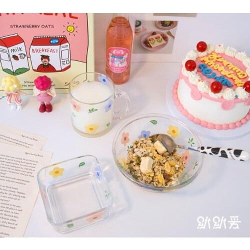 Hot and cold household breakfast cereal glass bowl tableware set J03