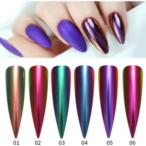 Chameleon Mirror Nail Powder Glitter Decoration Gel Polish Nail Art Dust Metallic Metal Polish Chrome Pigment Dazzling Accessory