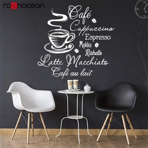 Coffee Kitchen Vinyl Wall Stickers Kitchen Coffee Shop removable Wall Mural Decals Home Decor Decoration Wall Art E528