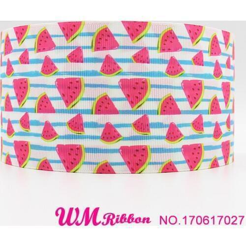 Q&N ribbon 3inch 75mm watermelon printed grosgrain ribbon webbing 50yards/roll for headband free shipping